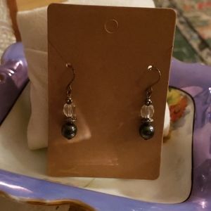 Grey Crystal Beaded Earrings